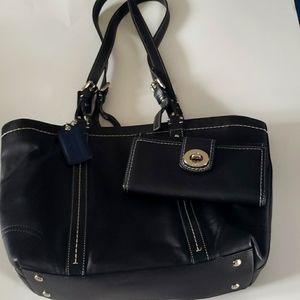 Black Leather Coach Bag and Wallet